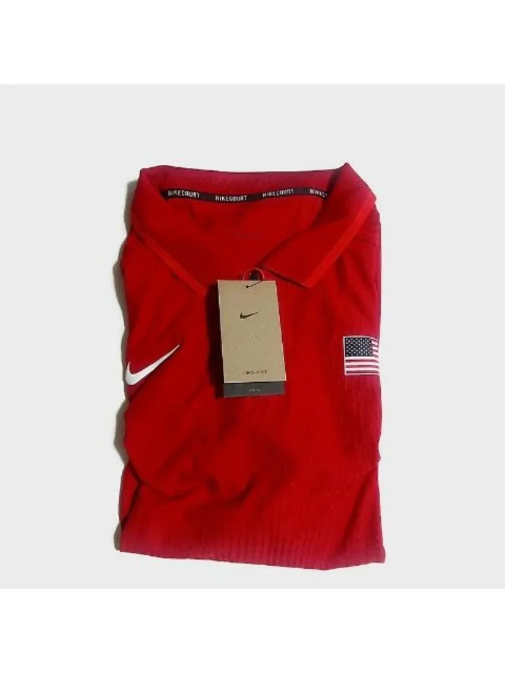 Nike Court Dri Fit USA Shirt Mens Size L Large Quarter Zip Tennis Polo Slim Red